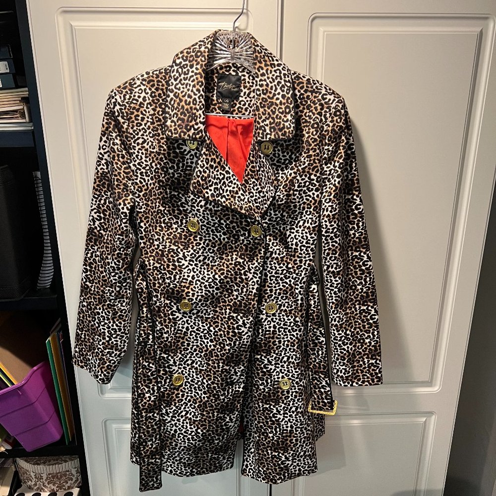 Thalia Sodi Leopard Print Women's Jacket Size Large with Belt
